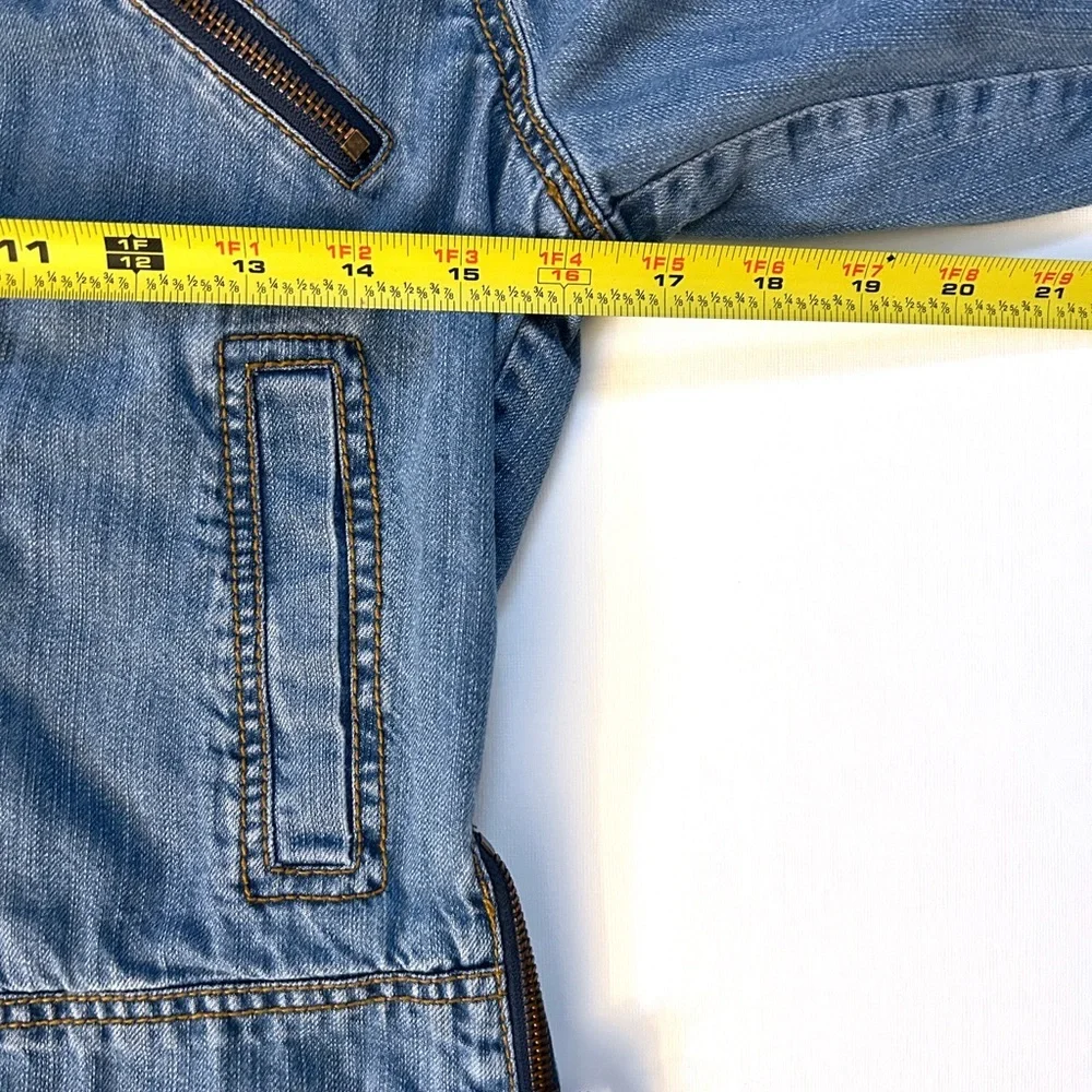 Workers for Freedom Cropped Denim Moto Jacket Y2K Indie Sleaze Size 4